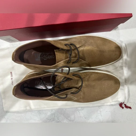 Authentic Salvatore Ferragamo Alder Suede Ankle Lace-Up Boots Size 9.5 - Picture 5 of 12